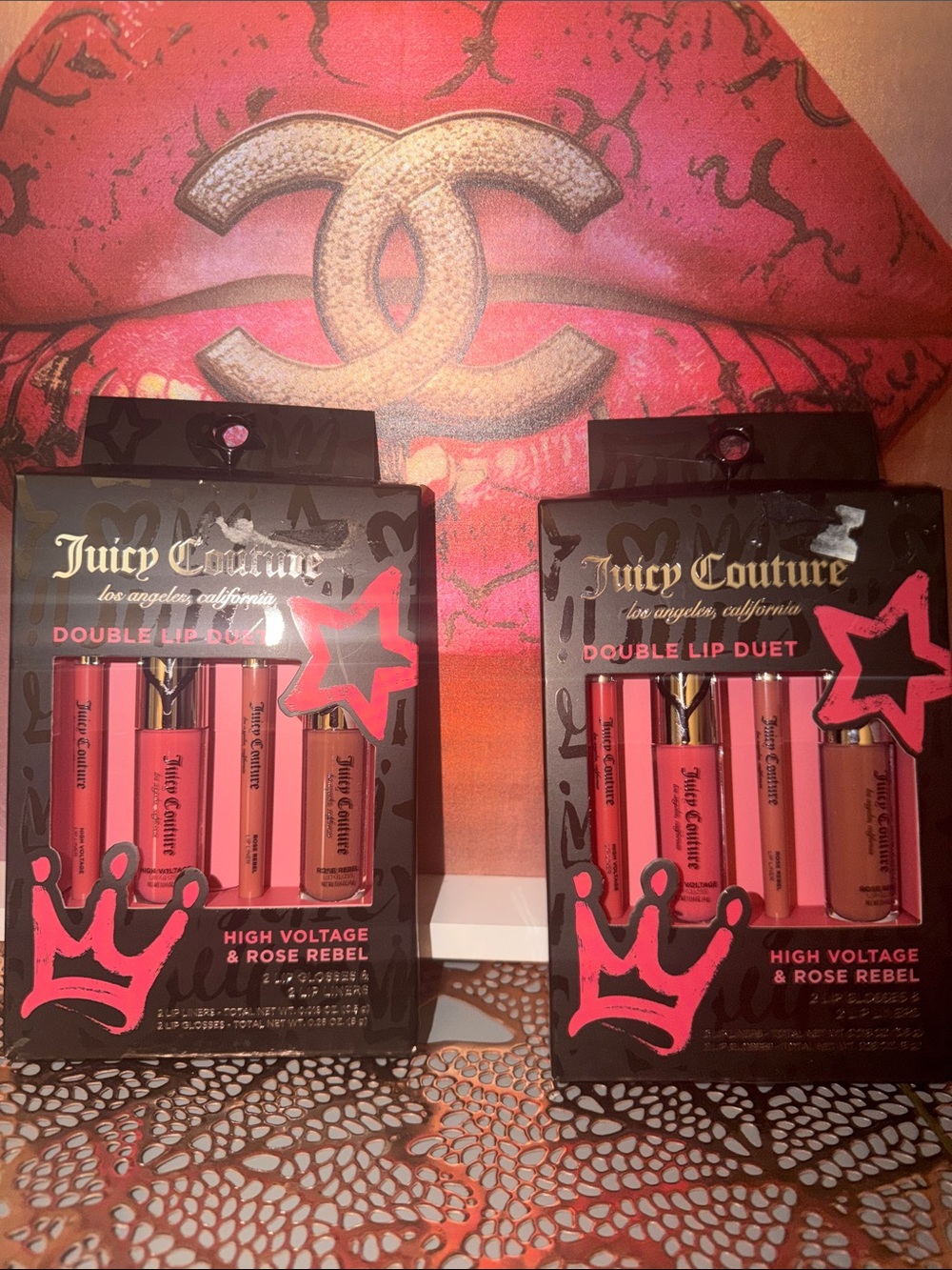 Juicy Couture Double Lip Duet 💋High Voltage Pink & Coral 🪸 Rose Rebel Shades